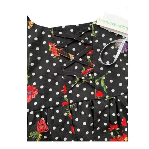 SEQUIN HEARTS Girl's Black Floral High Low Dress 14 - Picture 3 of 9